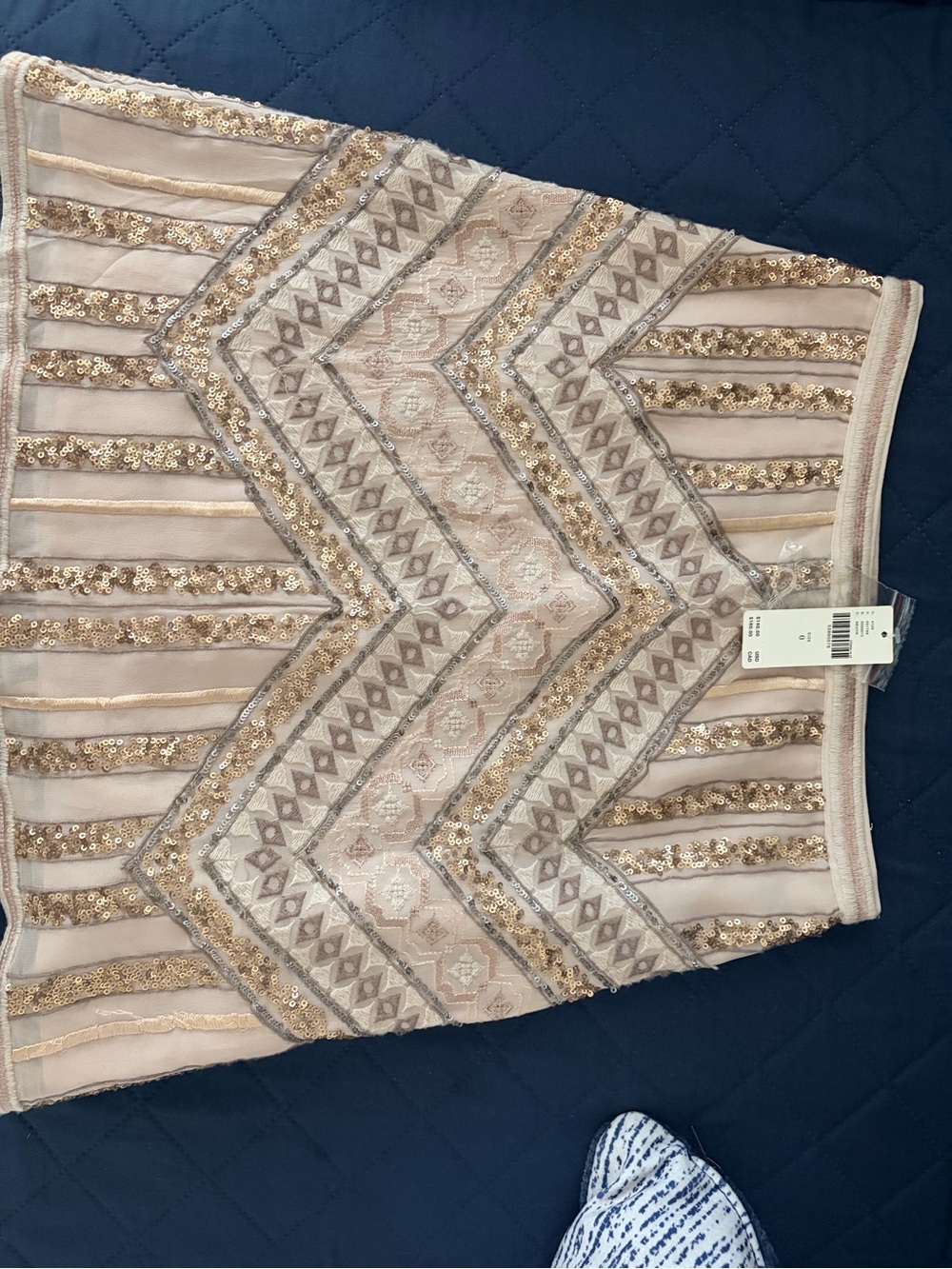 Anthropology  Blush Sequin Chevron Mini Skirt